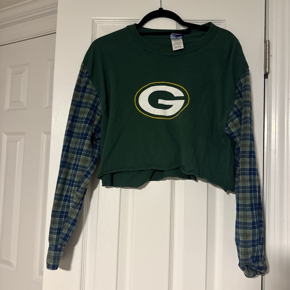 Custom made Green Bay Packers Cropped long sleeve
